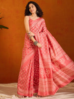 Thumbnail for NOZ2TOZ Women's Cotton Blend Pink Printed Designer Saree With Blouse Piece - Distacart