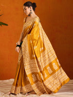 Thumbnail for NOZ2TOZ Women's Cotton Blend Yellow Printed Designer Saree With Blouse Piece - Distacart