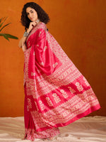 Thumbnail for NOZ2TOZ Women's Cotton Blend Pink Printed Designer Saree With Blouse Piece - Distacart