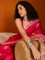 Thumbnail for NOZ2TOZ Women's Cotton Blend Pink Printed Designer Saree With Blouse Piece - Distacart