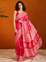 Thumbnail for NOZ2TOZ Women's Cotton Blend Pink Printed Designer Saree With Blouse Piece - Distacart