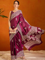 Thumbnail for NOZ2TOZ Women's Cotton Blend Magenta Printed Designer Saree With Blouse Piece - Distacart