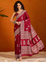Thumbnail for NOZ2TOZ Women's Cotton Blend Pink Printed Designer Saree With Blouse Piece - Distacart