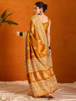 Thumbnail for NOZ2TOZ Women's Cotton Blend Mustard Printed Designer Saree With Blouse Piece - Distacart