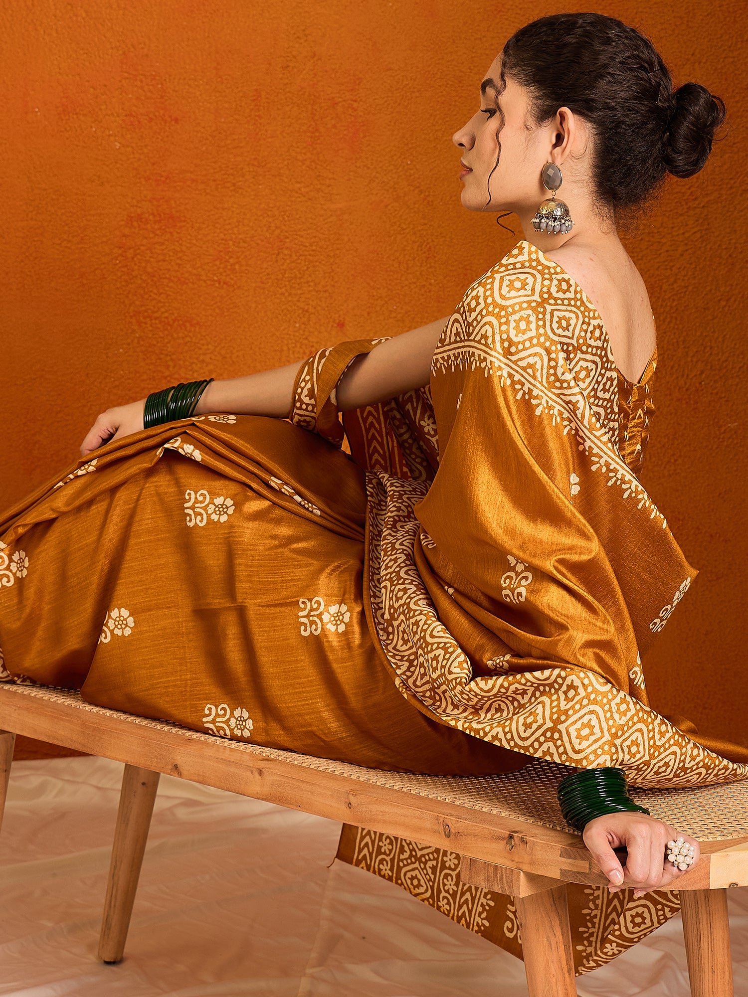 NOZ2TOZ Women's Cotton Blend Mustard Printed Designer Saree With Blouse Piece - Distacart