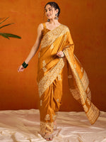 Thumbnail for NOZ2TOZ Women's Cotton Blend Mustard Printed Designer Saree With Blouse Piece - Distacart