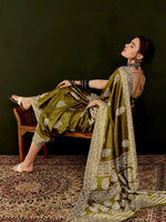 Thumbnail for NOZ2TOZ Women's Cotton Blend Olive Printed Designer Saree With Blouse Piece - Distacart