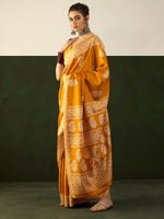 Thumbnail for NOZ2TOZ Women's Cotton Blend Mustard Printed Designer Saree With Blouse Piece - Distacart