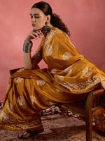Thumbnail for NOZ2TOZ Women's Cotton Blend Mustard Printed Designer Saree With Blouse Piece - Distacart