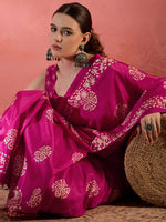 Thumbnail for NOZ2TOZ Women's Cotton Blend Pink Printed Designer Saree With Blouse Piece - Distacart