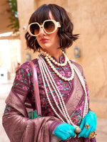 Thumbnail for NOZ2TOZ Women's Georgette Burgundy Woven Design Designer Saree With Blouse Piece - Distacart