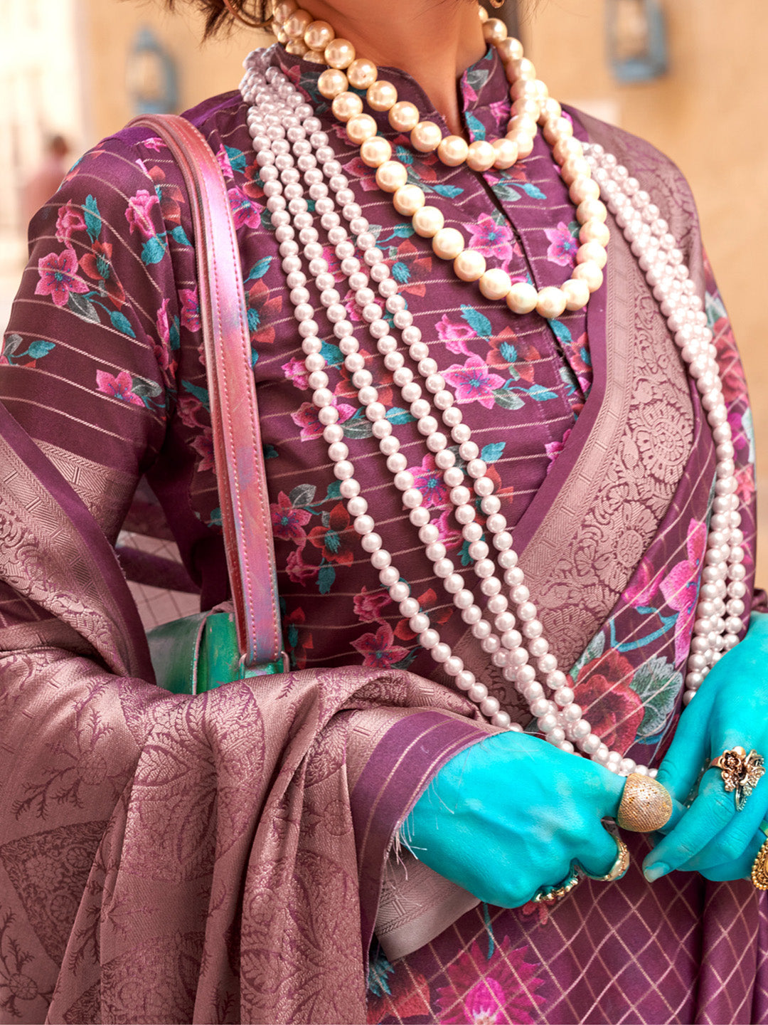 NOZ2TOZ Women's Georgette Burgundy Woven Design Designer Saree With Blouse Piece - Distacart