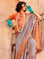 Thumbnail for NOZ2TOZ Women's Georgette Orange Woven Design Designer Saree With Blouse Piece - Distacart