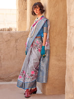 Thumbnail for NOZ2TOZ Women's Georgette Blue Woven Design Designer Saree With Blouse Piece - Distacart