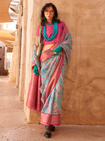 Thumbnail for NOZ2TOZ Women's Georgette Pink Woven Design Designer Saree With Blouse Piece - Distacart