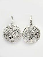 Thumbnail for NVR Women's Silver-Toned Circular Shape German Silver Oxidised Drop Earrings - Distacart