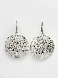 Thumbnail for NVR Women's Silver-Toned Circular Shape German Silver Oxidised Drop Earrings - Distacart