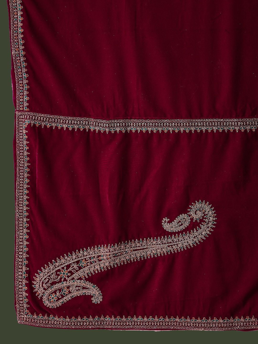 Sangria Floral Embroidered Straight Kurta & Trousers With Dupatta - Distacart