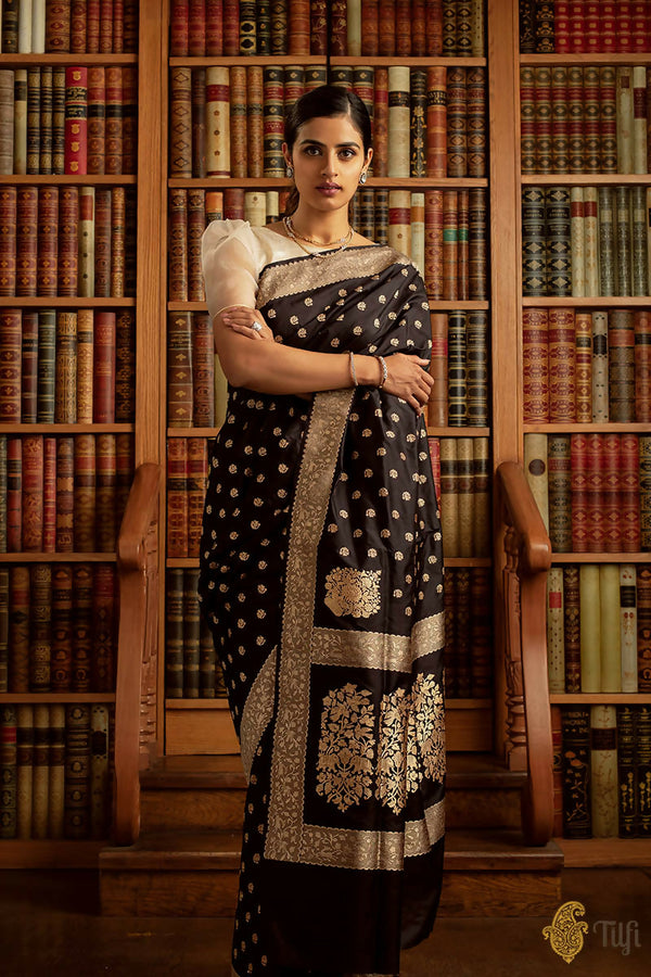 Preksha Creation Indian Style Banarasi Soft Silk Women Saree - Black - Distacart