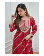 Thumbnail for Alvano Women's Sequence Naira Cut Kurti with Pant set Printed Rayon - Distacart