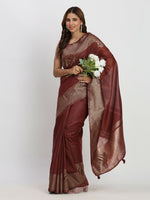 Thumbnail for Astita Linen Cotton Maroon Saree