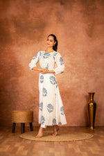 Thumbnail for Joban Fashion Blue Floral Hand Block Printed Cotton Kurta Pant Set - Distacart