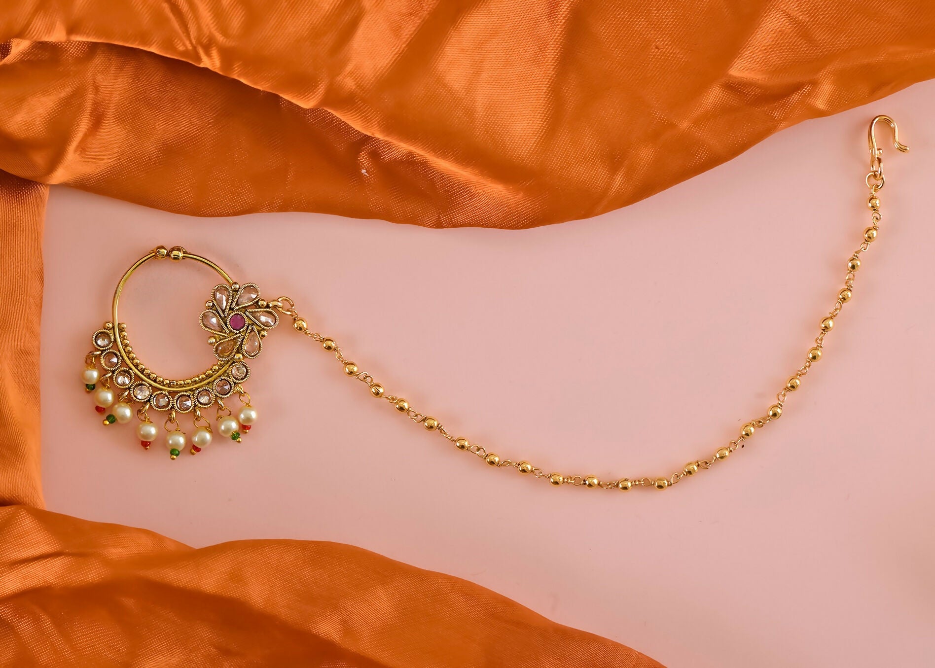 Joban Fashion Women Golden White Nose Ring - Distacart