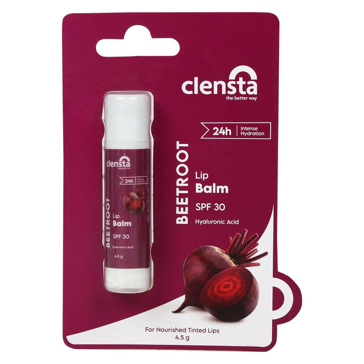 Clensta Beetroot Lip Balm With Hyaluronic Acid Spf 30 With Beetroot - Distacart
