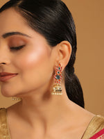 Thumbnail for Nuyug 22K Gold-Plated Enamel & Beaded Dome Shaped Jhumka Earrings