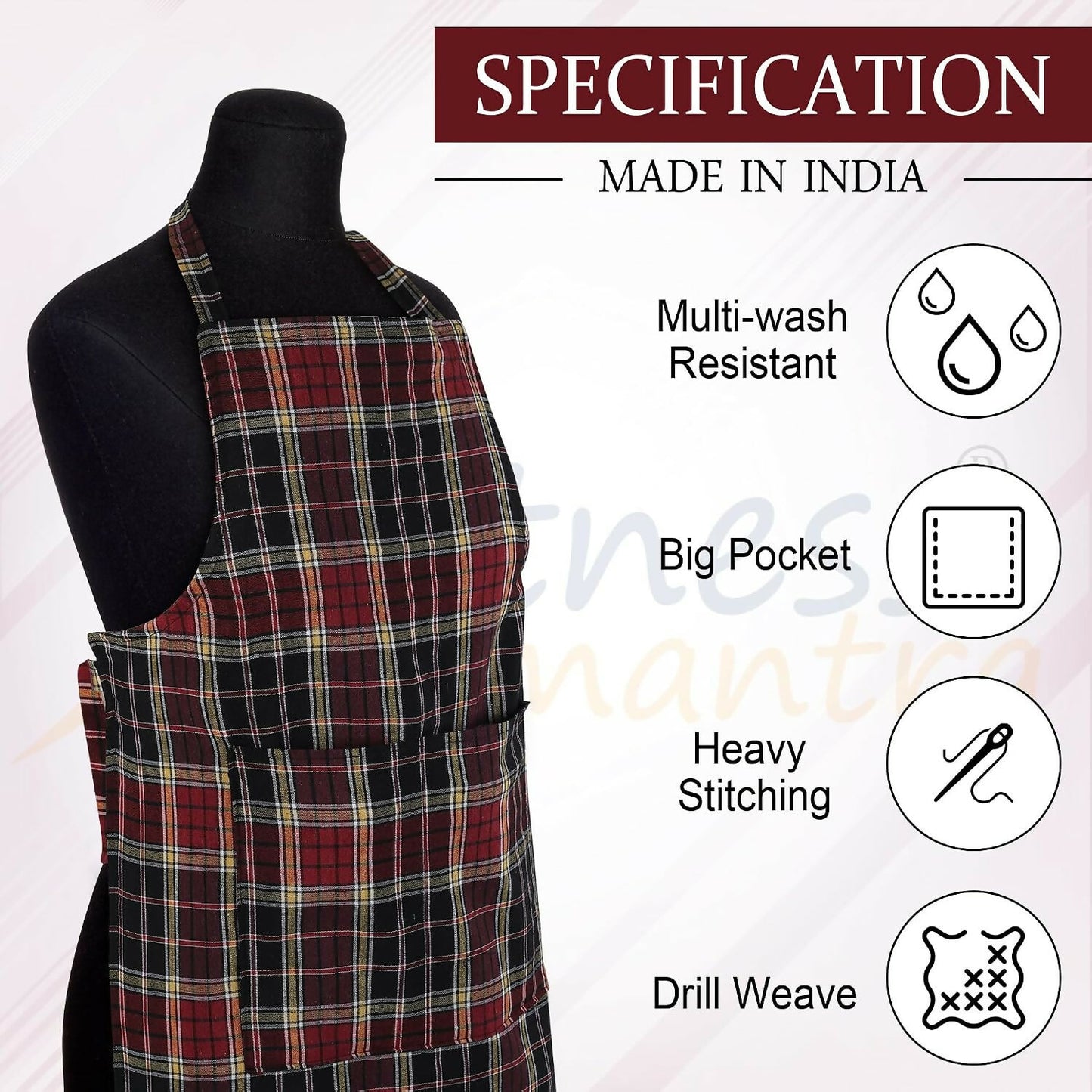 Fitness Mantra Waterproof Kitchen Apron For Men & Women-Multicolour - Dista