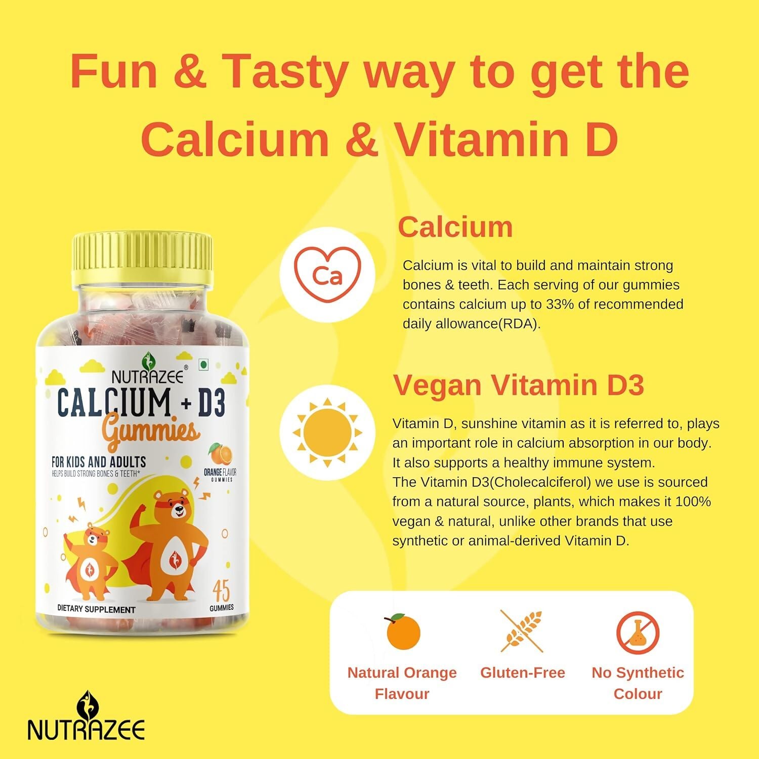Nutrazee Calcium + D3 Gummies For Kids & Adults - Distacart