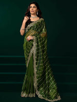 Thumbnail for Joban Fashion Green Net Party Wear Sarees - Distacart