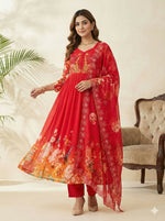 Thumbnail for Teeya Creation Womens New Fancy Fox Georgette Heavy Quality Fabricwith Handwork Gown Set - Dista