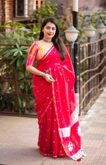 Thumbnail for Rani Chanderi Cotton Block Print Saree with Unstitched Blouse - Hiral Fashion - Distacart