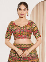 Thumbnail for Joban Fashion Red Brocade Padded Blouse With Sweetheart Neck Elbow Sleeves - Distacart
