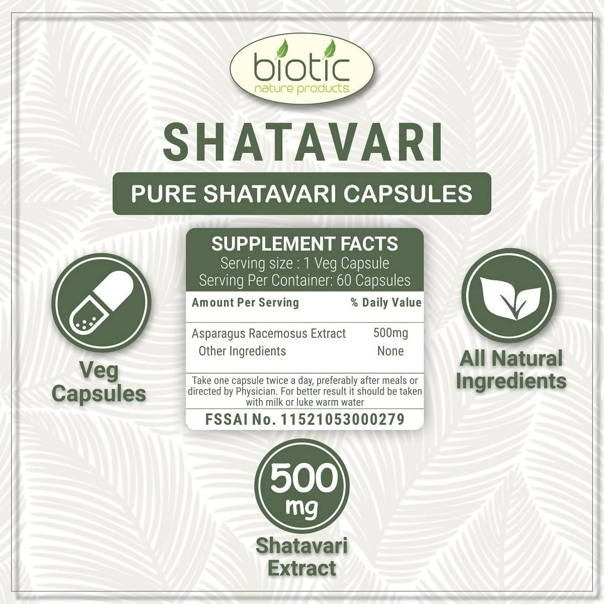 Biotic Shatavari Capsules For Women & Men - Distacart