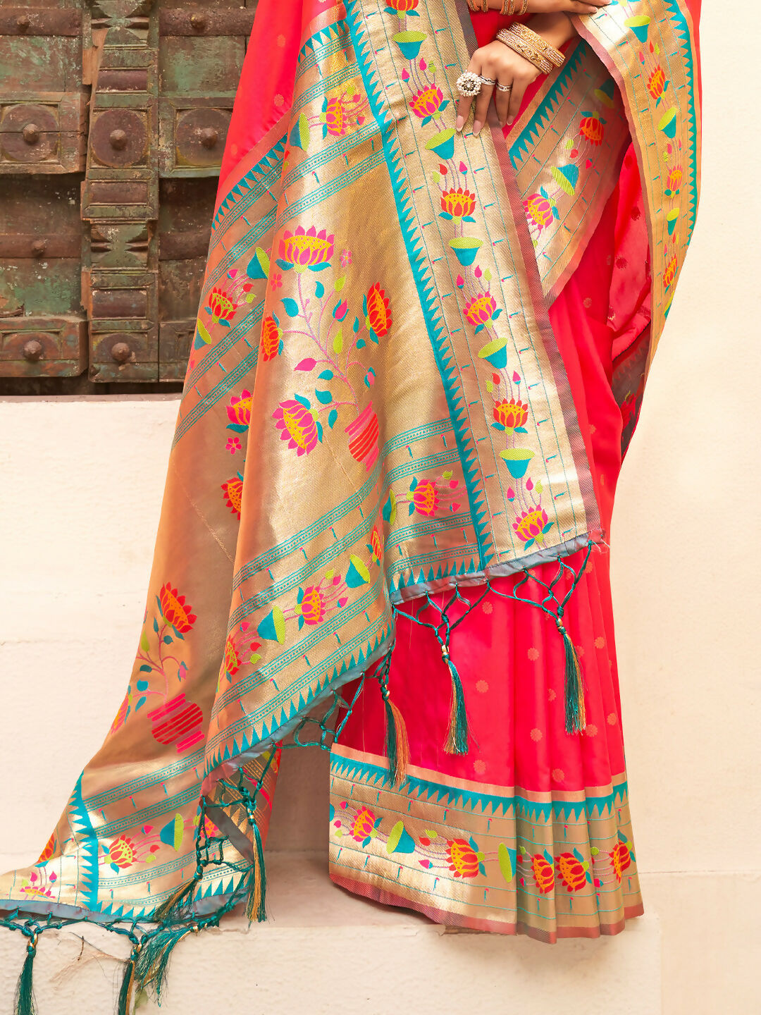 Shree Shyam Fashion Silk Blend Pink Saree - Distacart