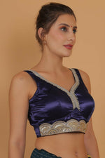 Thumbnail for Joban Fashion Silk Zari And Sequence Work Padded Blouse - Blue
