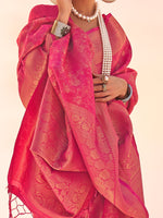 Thumbnail for NOZ2TOZ Women's Kanjeevaram Silk Pink Woven Design Designer Saree With Blouse Piece - Distacart