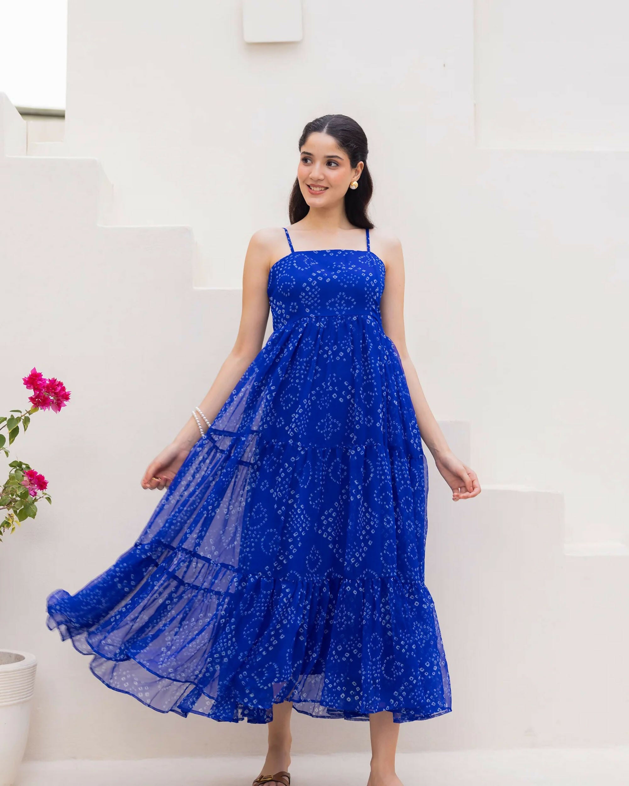 Aayaa Designer crape hand work Multi indo western - Blue