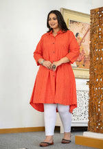 Thumbnail for Kaajh Women's Red Check Print Plus Size Cotton Kurta - Distacart