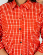 Thumbnail for Kaajh Women's Red Check Print Plus Size Cotton Kurta - Distacart