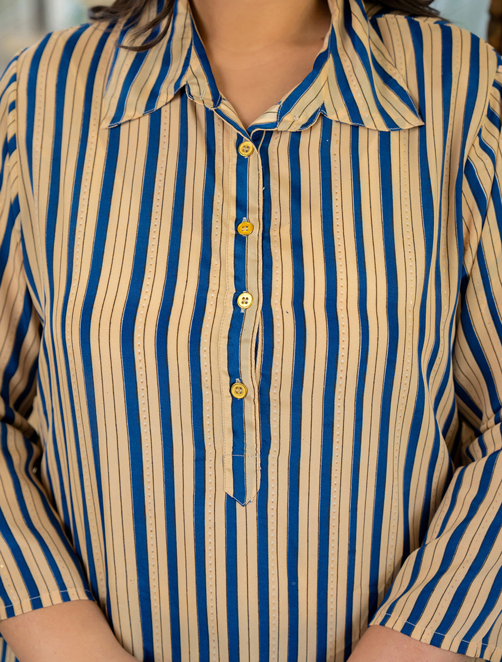 Kaajh Women's Blue Striped Viscose Rayon Plus Size Kurta - Distacart