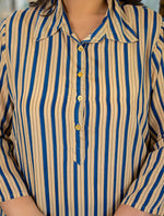 Thumbnail for Kaajh Women's Blue Striped Viscose Rayon Plus Size Kurta - Distacart