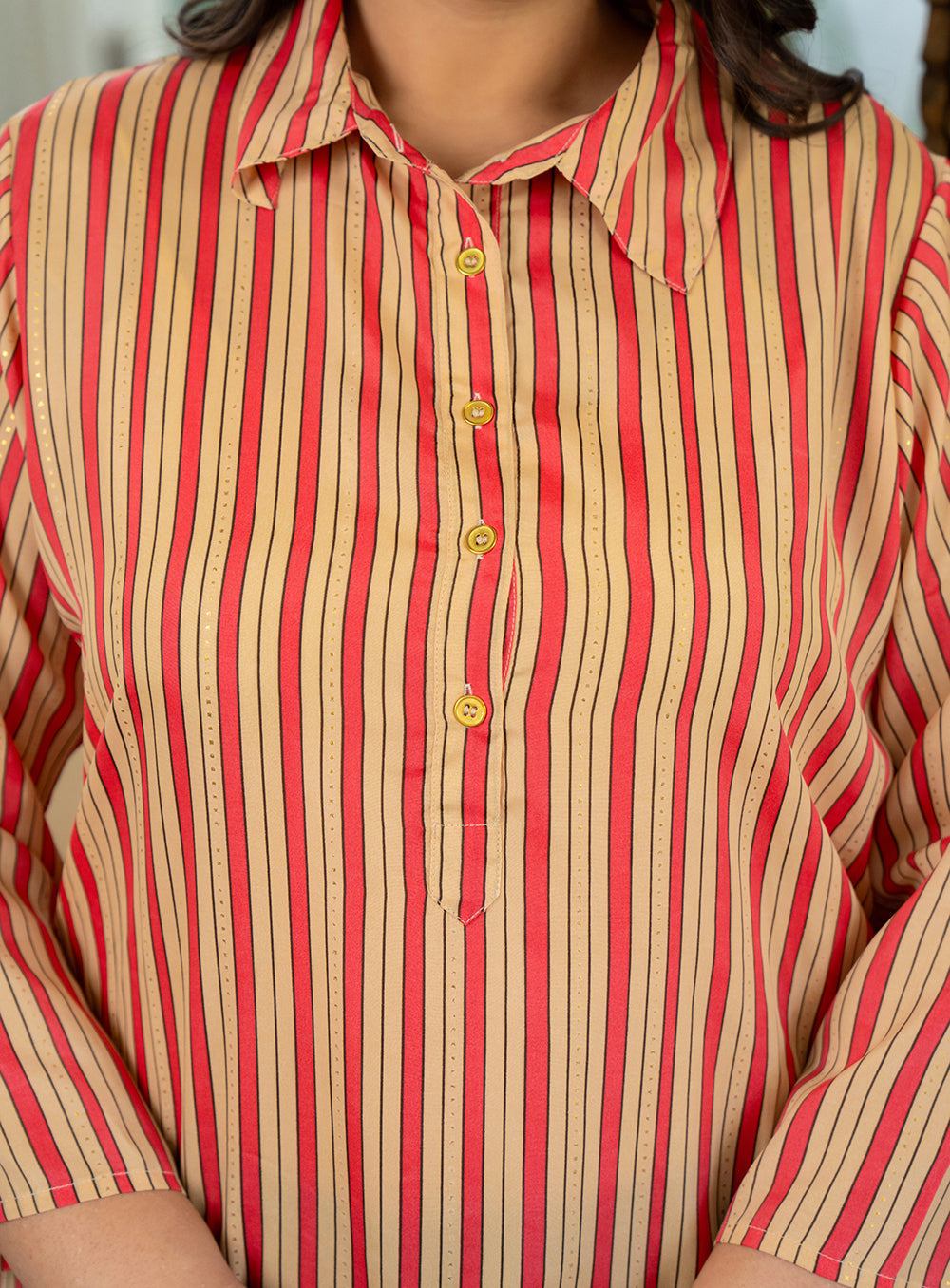 Kaajh Women's Pink Striped Viscose Rayon Plus Size Kurta - Distacart