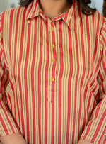 Thumbnail for Kaajh Women's Pink Striped Viscose Rayon Plus Size Kurta - Distacart