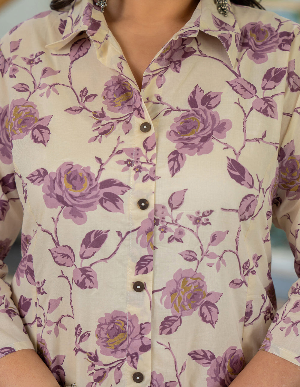 Kaajh Women's Purple Floral Printed Plus Size Cotton Kurta - Distacart