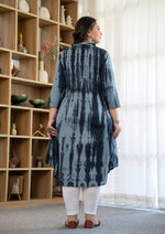 Thumbnail for Kaajh Women's Black Tie Dye Printed Plus Size Cotton Kurta - Distacart