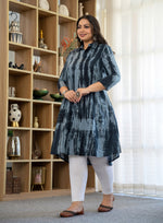 Thumbnail for Kaajh Women's Black Tie Dye Printed Plus Size Cotton Kurta - Distacart