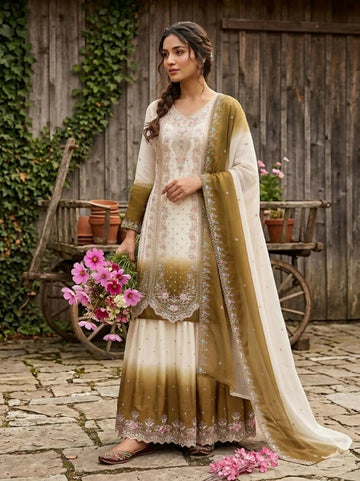 Teeya Creation New Trending Heavy Dual Tone Peding Star Georgette Kurta Set - Dista